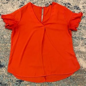 New York & Company Orange Flutter Sleeve Top - Size M